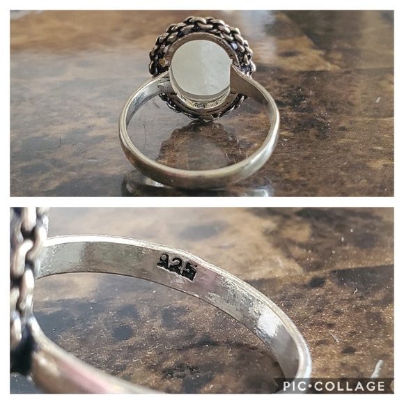 Genuine Rainbow Moonstone Ring Size 9 - Picture 6 of 8